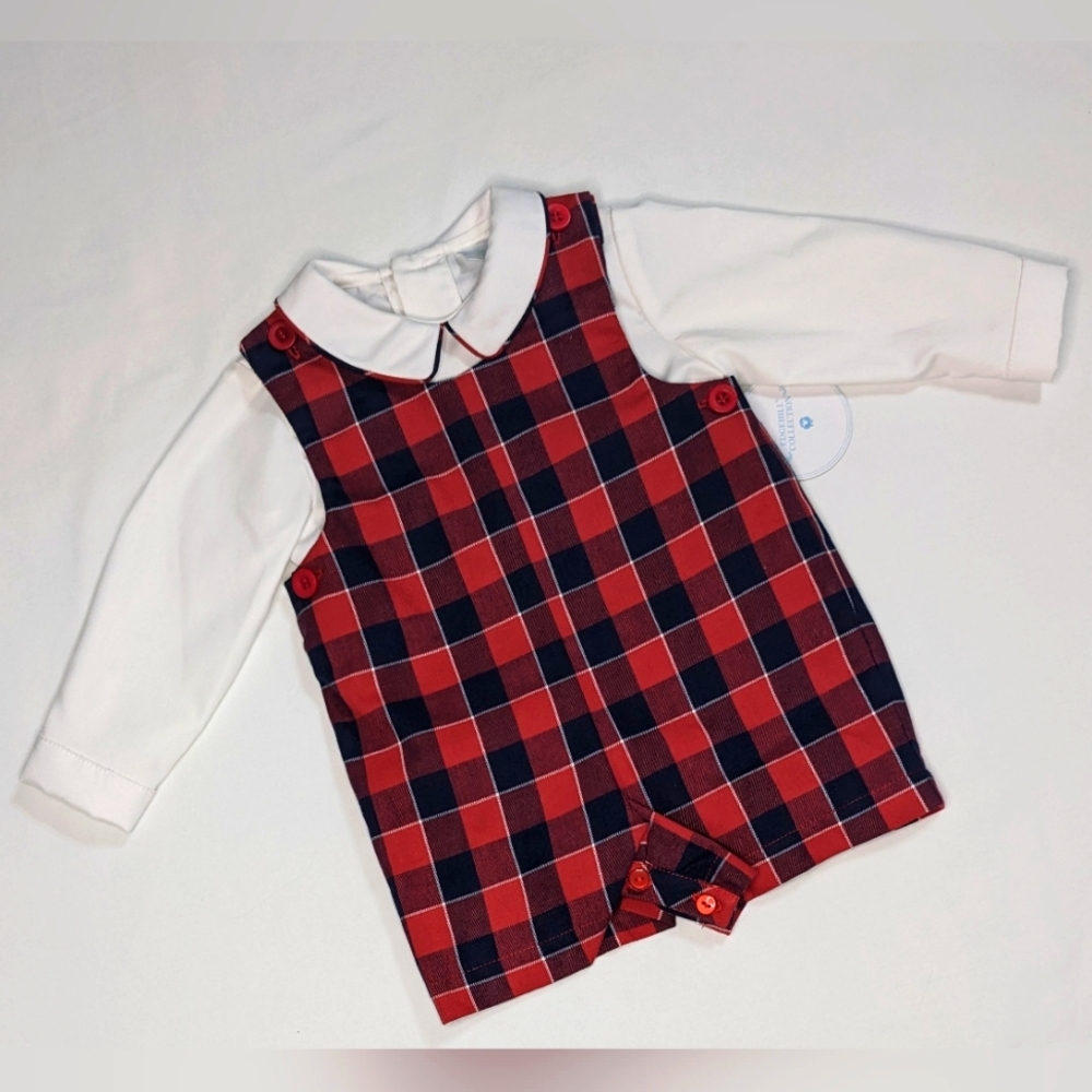 EdgeHill Collection Red/Navy Romper 3M/12M/18M